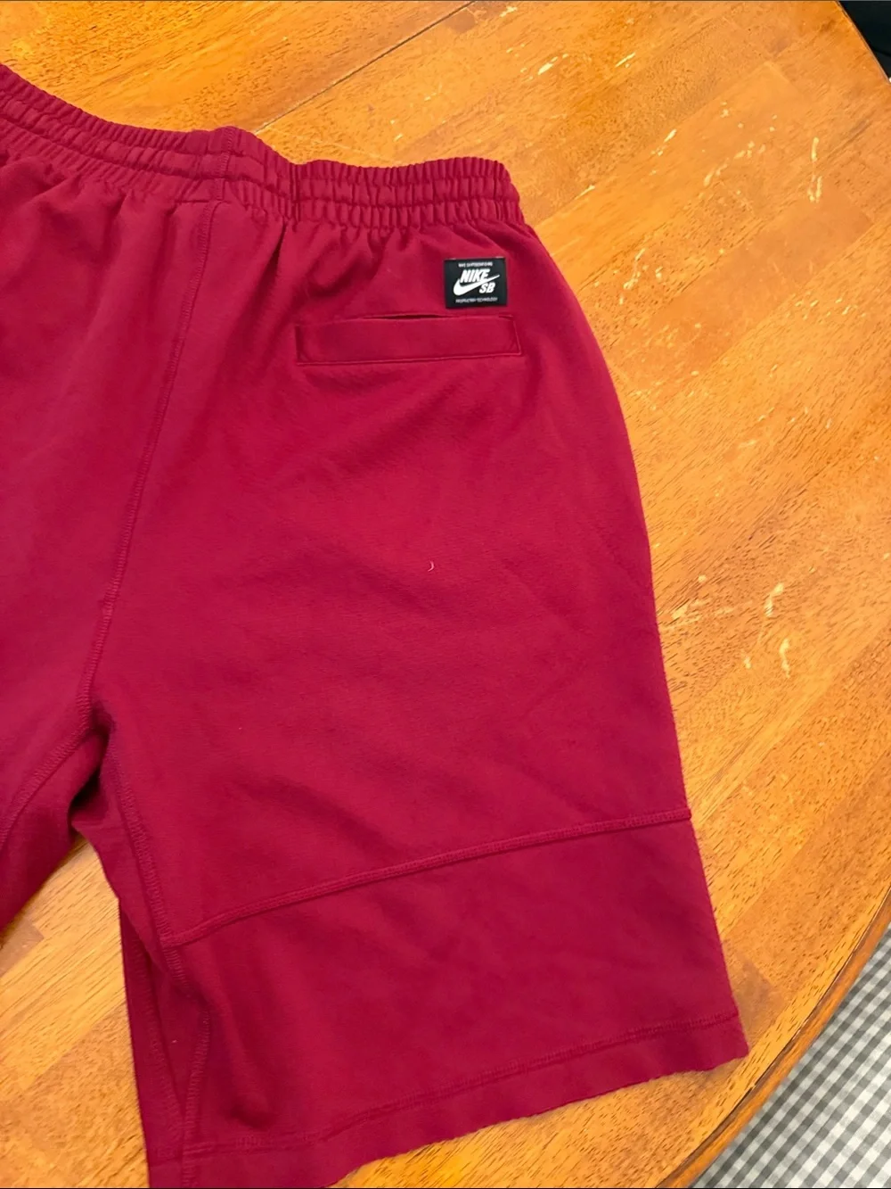 Nike Men's Burgundy Athletic Shorts with Black Swoosh xl